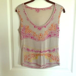 Fine Gauge Knit Embroidered Sleeveless Top